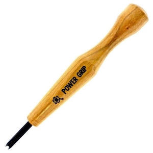 Mikisyo パワーグリップ 日本製 PMC & 木彫りツール 3mm 60度 Vガウジ パーティングチゼル 木製ハンドル付き 木工用溝彫り