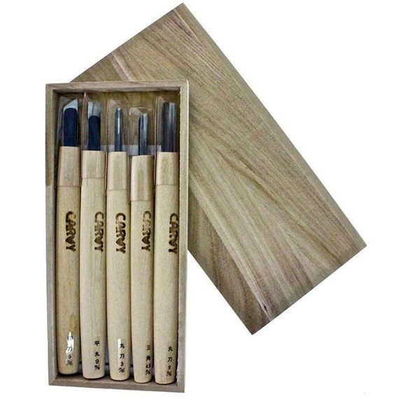 Michihamono 5 piece Carvy Premium Wood Carving Tools Japanese Woodworking Gouges Chisels Set With Wooden Box for Woodcarving Etsy UK