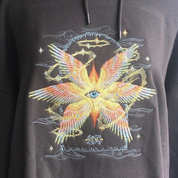 Embroidered Hoodie: Angels Fly - Organic Cotton