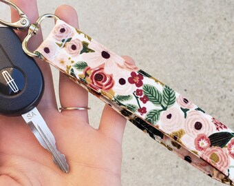 Rifle Paper Co Keychain Wristlet | Floral Lanyard for Keys | Floral Key Fob Wristlet | Car Accessories Boho | Car Keychain for Her Key Strap
