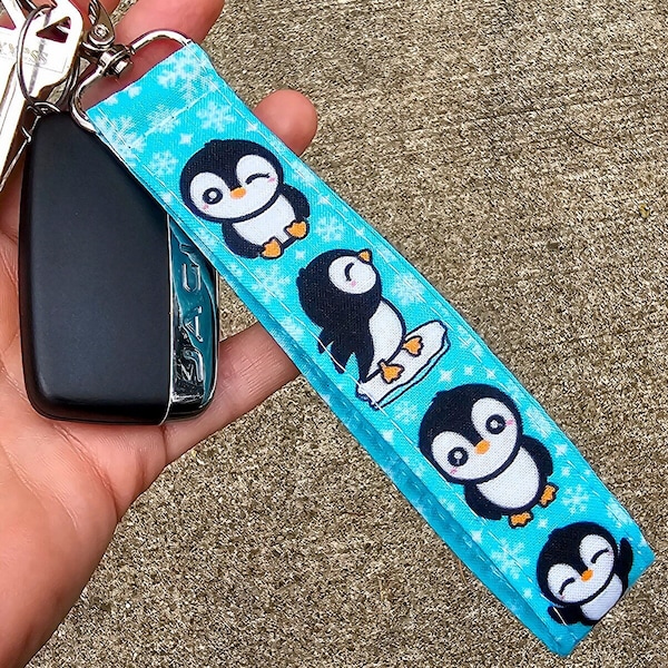 Penguin Keychain Wristlet | Penguin Gift for Her | Penguin Key Fob | Penguin Lanyard for Keys | Cute Car Accessories | Animal Lover Gifts