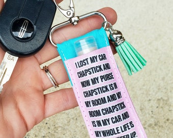 Chapstick Holder Keychain | Lip Balm Holder | Funny Gift for Best Friend | Chapstick Cozy | Car Accessories for Teen Stocking Stuffer