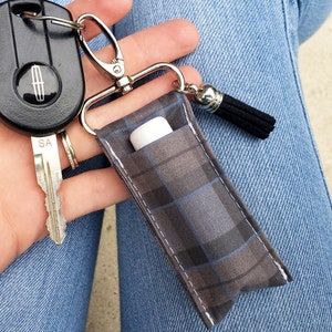 Tartan Plaid Chapstick Holder Keychain | Celtic Sassenach Lip Balm | Jamie Fraser Gifts | Womens Tvshow Gift | Tartan Lip Balm Holder