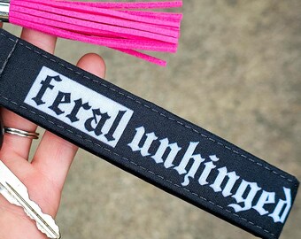 Ferel Keychain Wristlet | Funny Black Lanyard Gift for Crazy Friend