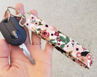 Rifle Paper Co Keychain Wristlet | Floral Lanyard for Keys | Floral Key Fob Wristlet | Car Accessories Boho | Car Keychain for Her Key Strap