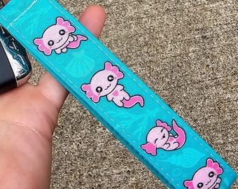 Axolotl Keychain Wristlet | Axolotl Key Fob | Axolotl Lanyard for Keys | Cute Car Accessories | Animal Lover Gifts