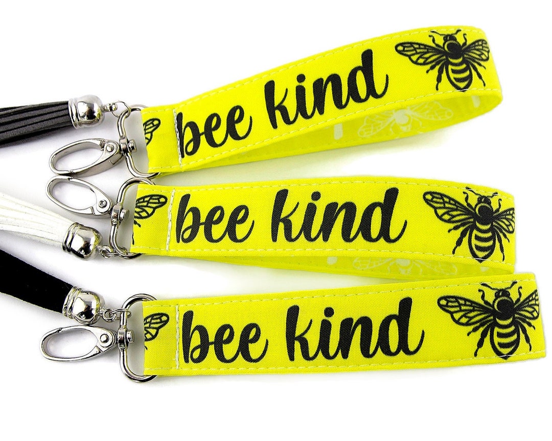 Bee Kind Keychain Wristlet Strap | Bee Kind Gifts for Her | Bee Key Fob ...