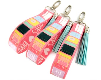 Wristlet Keychain for Librarian Lanyard for Keys | Librarian Gifts for Book Lovers | Books Keychain | Cute Key Fob Wristlet | Teacher Gifts