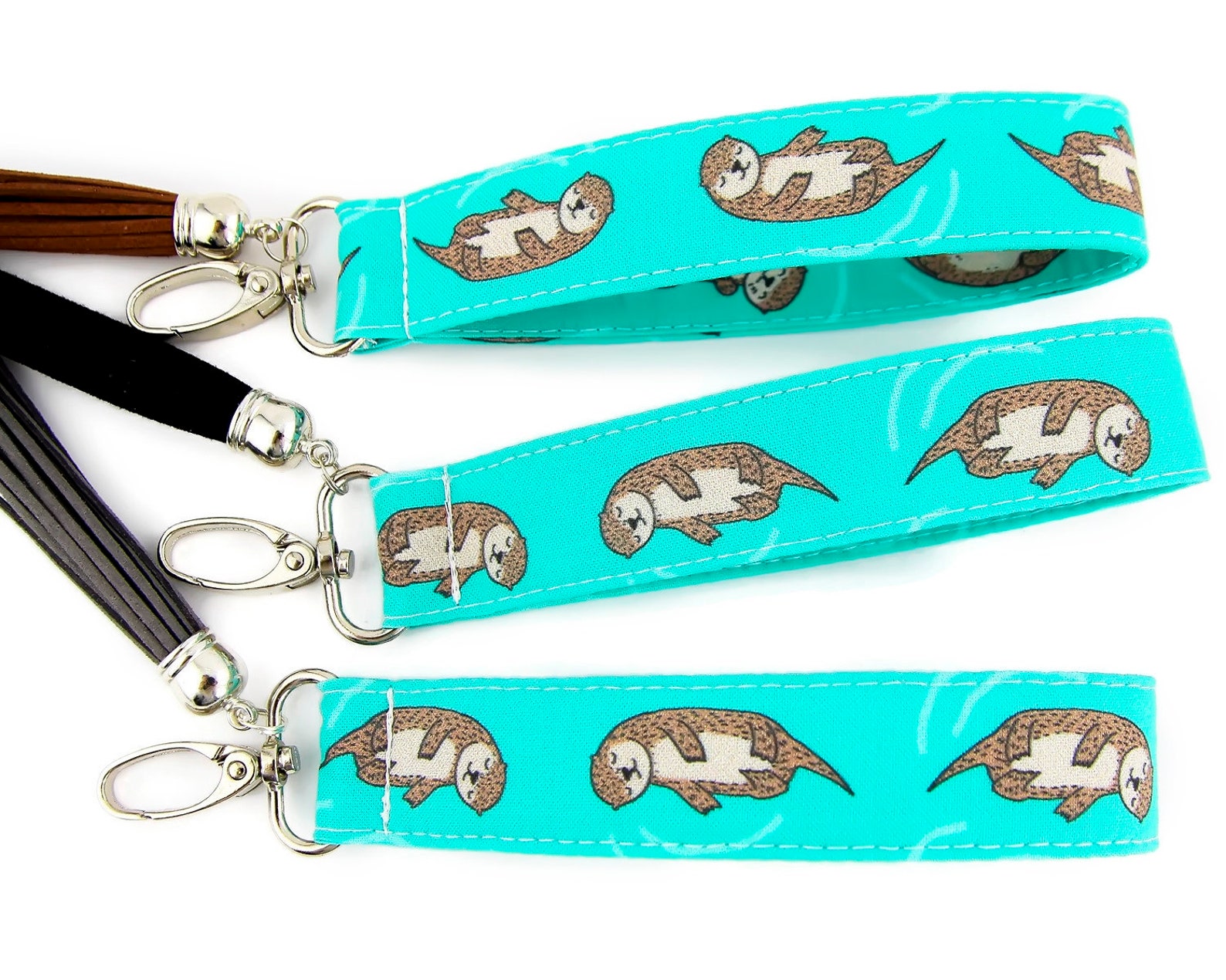 Otter Keychain Cute Keychain Otter Key Fob Wristlet Sea Etsy