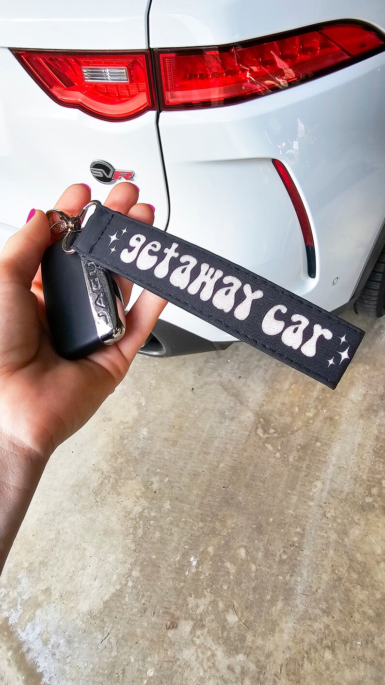 Getaway Car Keychain Wristlet | Cute Key Fob Lanyard | Trendy Car Accessories for Women | Funny Birthday Gift for Best Friend image 2