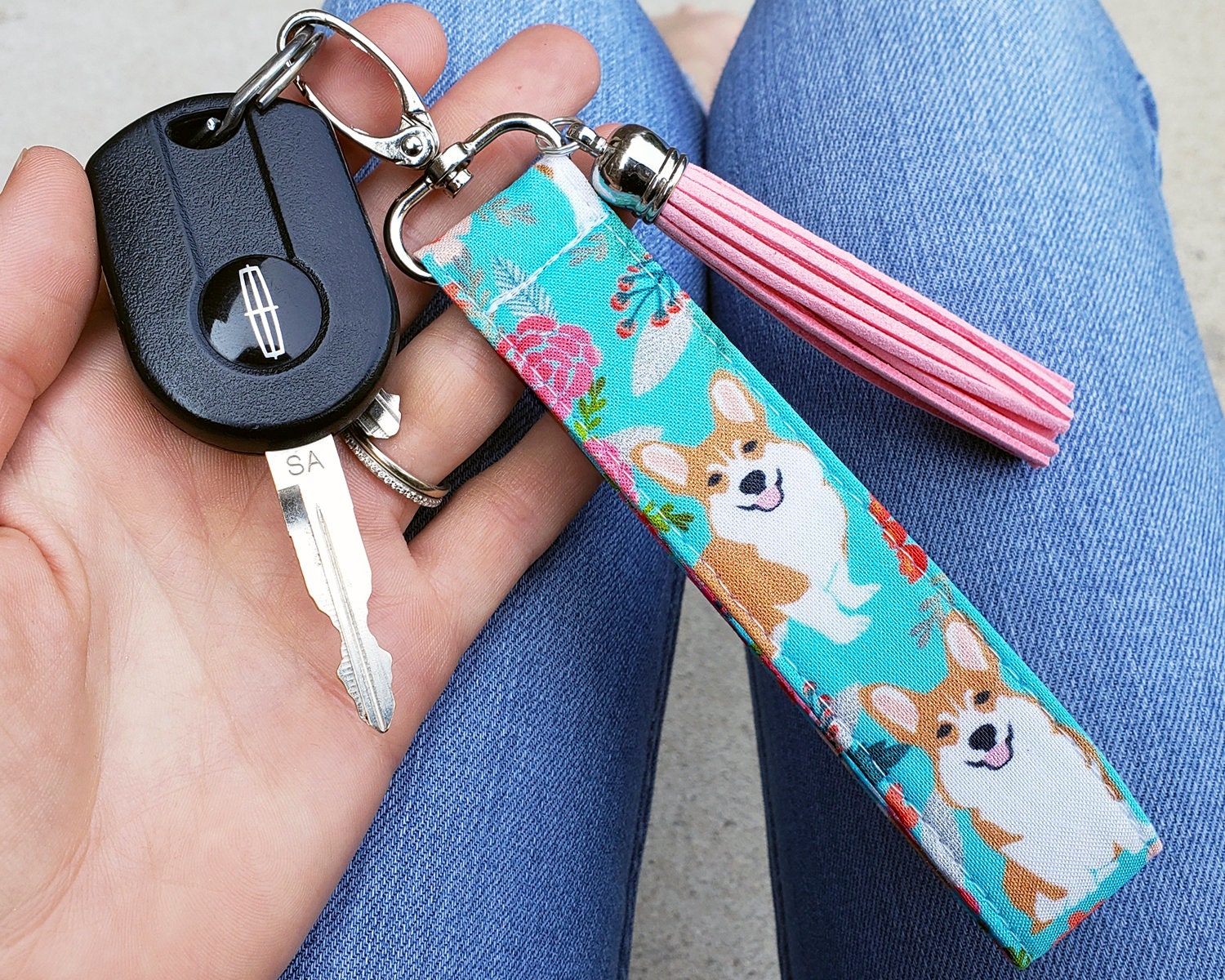 Key Holder Key Case Corgi Key Holder PU Keyring Entrance Guard Card  Keychains