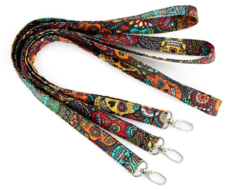 Goth Lanyard Sugar Skull Lanyard With ID Holder Day of the Etsy