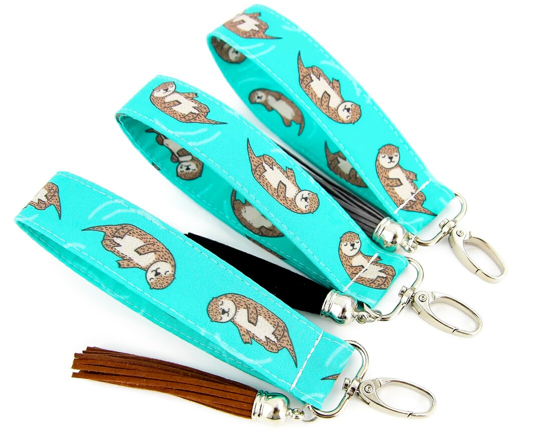 Otter Keychain Cute Keychain Otter Key Fob Wristlet Sea Otter Lanyard