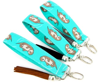 Otter Keychain - Cute Keychain - Otter Key Fob Wristlet - Sea Otter Lanyard - Otter Gifts - Cute Otter Accessories - Teacher Gift - Ocean