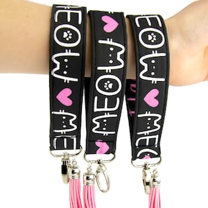 Cat Mom Keychain Wristlet | Gifts for Cat Lovers | Cat Lanyard for Keys | Cat Key Fob Wristlet | Cat Keychain Bracelet | Crazy Cat Lady