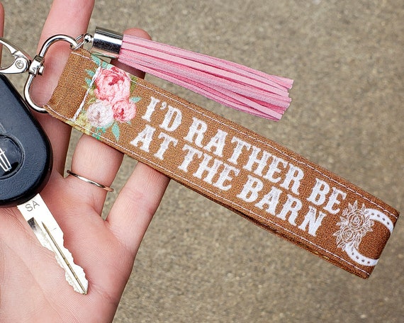 Horse Keychain | Western Key Fob | Horseshoe Accessories | Horse Gifts for Cowgirl | Equestiran | I'd Rather Be At The Barn | Horse Lover