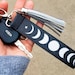 Moon Keychain Wristlet | Moon Phase Key Fob | Witchy Things | Moon Lanyard for Keys | Car Accessories Boho Key Chain | Celestial Key Strap 