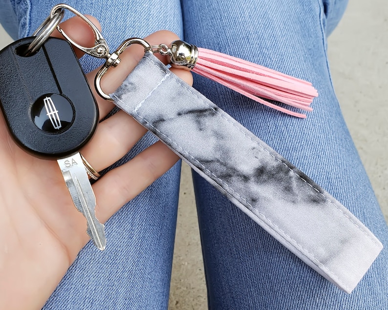 Marble Keychain Wristlet Keychain Bracelet Gift for Her Etsy