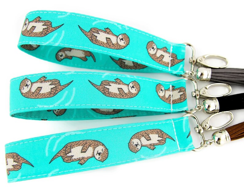 Otter Keychain Cute Keychain Otter Key Fob Wristlet Sea Etsy