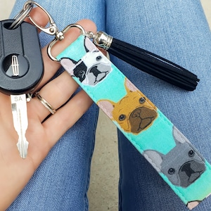 French Bulldog Keychain Wristlet | Bulldog Gifts | Frenchie Gifts | Bulldog Key Fob | French Bulldog Lover Gifts | Bulldog Lanyard for Keys