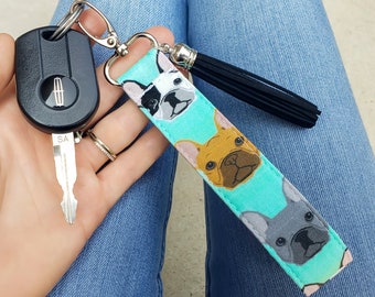 French Bulldog Keychain Wristlet | Bulldog Gifts | Frenchie Gifts | Bulldog Key Fob | French Bulldog Lover Gifts | Bulldog Lanyard for Keys