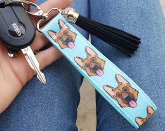 German Shepherd Key Fob Wristlet | German Shepherd Gifts | German Shepherd Keychain | German Shepherd Lanyard Dog Lover Key Chain Key Holder