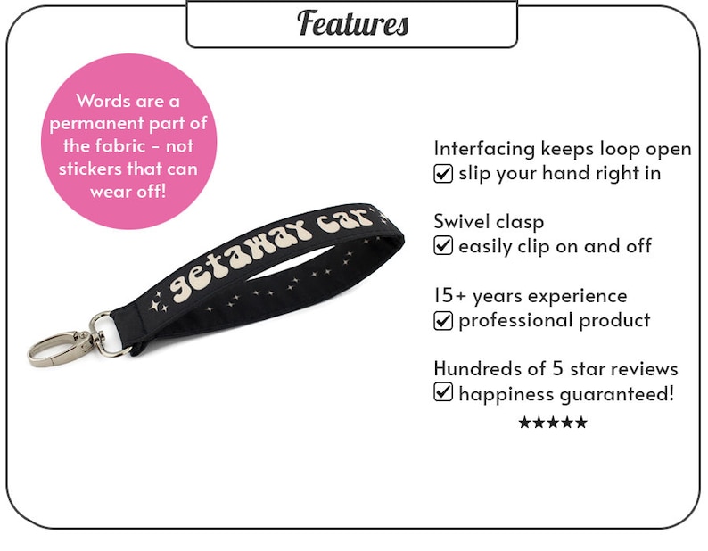Getaway Car Keychain Wristlet | Cute Key Fob Lanyard | Trendy Car Accessories for Women | Funny Birthday Gift for Best Friend image 5
