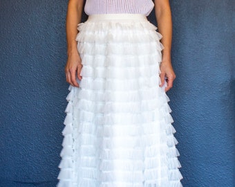 White lace skirt tulle wedding vocation prom skirt