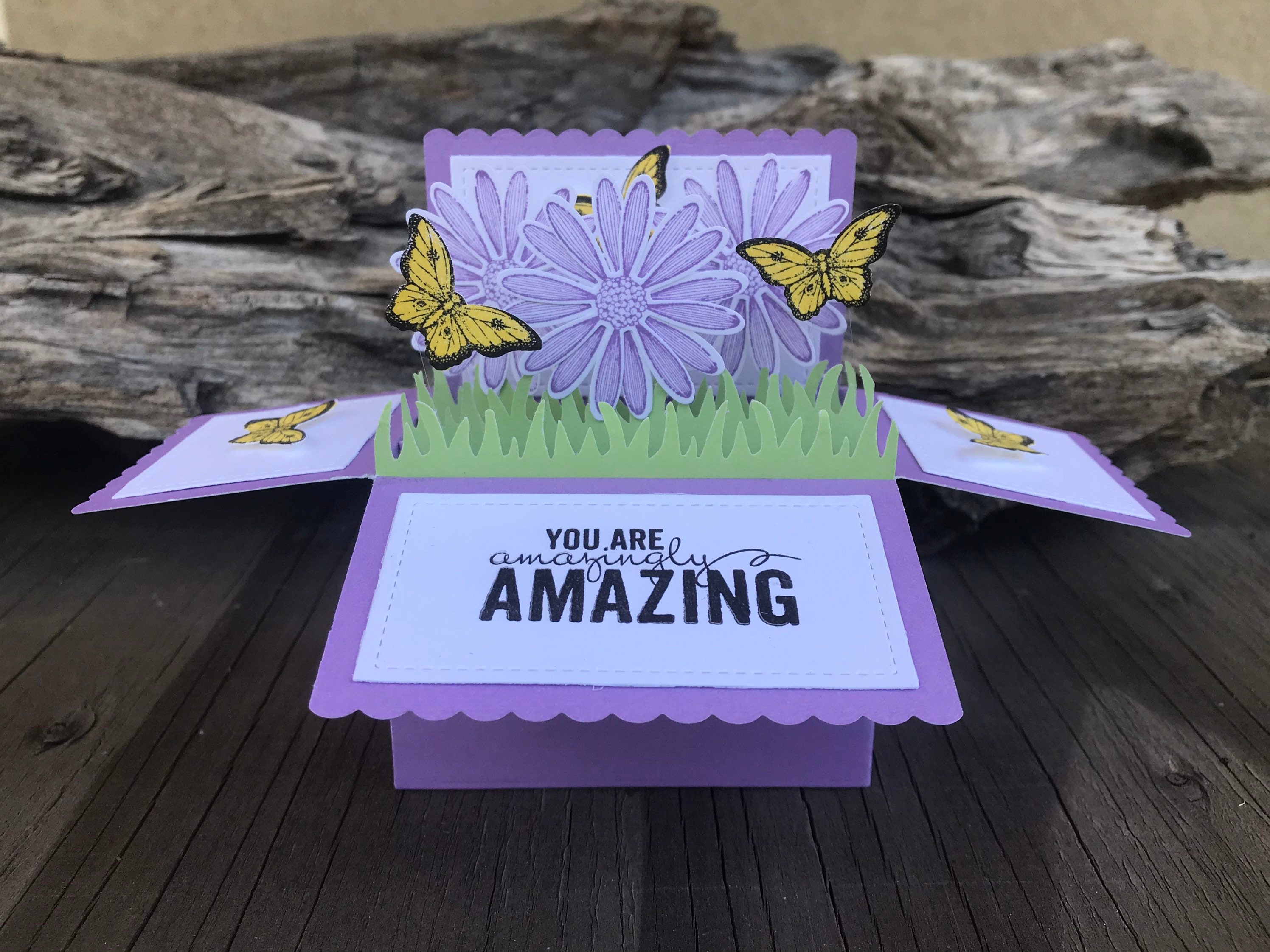 Flower card card in a box pop up box cards 3D cards flower - Etsy 日本
