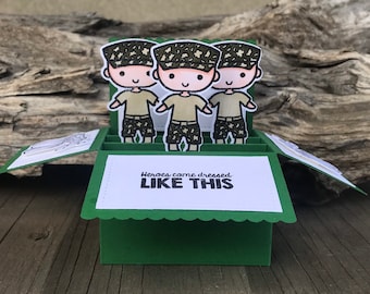 Military Pop Up Card: 3D Army Card in a Box