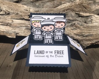 Navy Military Pop Up Card: Patriotic 3D Card