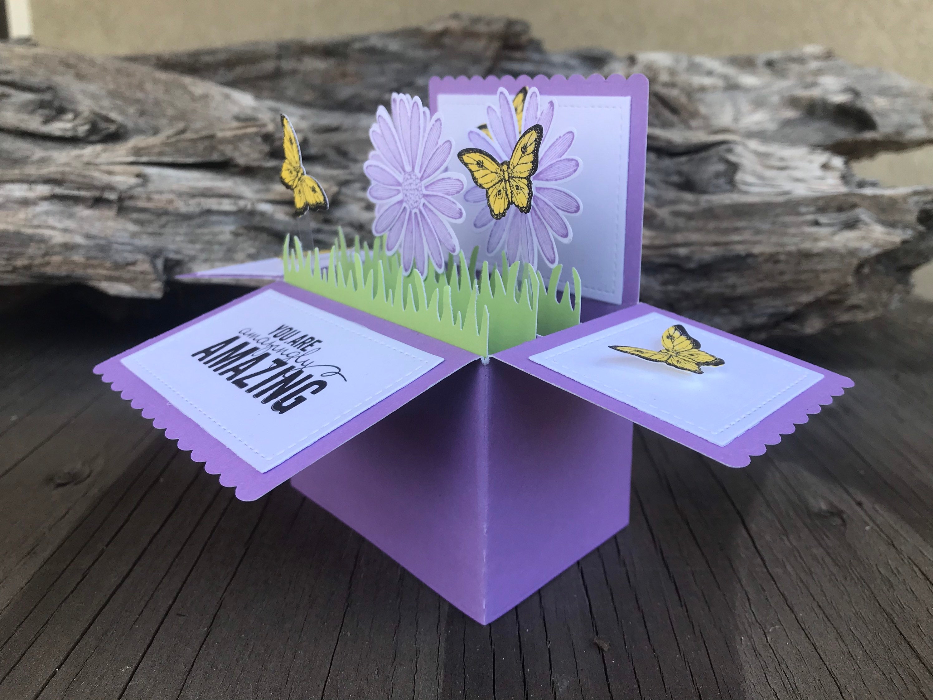 Flower card card in a box pop up box cards 3D cards flower - Etsy 日本
