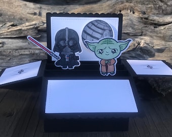 Yoda best card in a box, pop up cards, Dark villain card, galaxy friends pop up card, pop up card, Star friends card, card pop up
