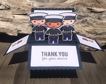 Marine Pop Up Card: Military 3D Patriotic Card