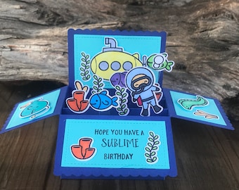 Submarine Pop Up Birthday Card: Handmade Diver Card