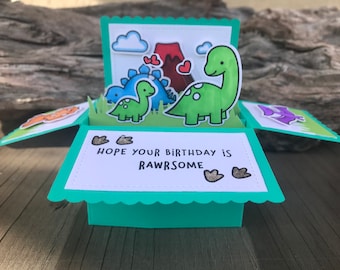 Dinosaur Pop Up Box Card: Happy Birthday Card