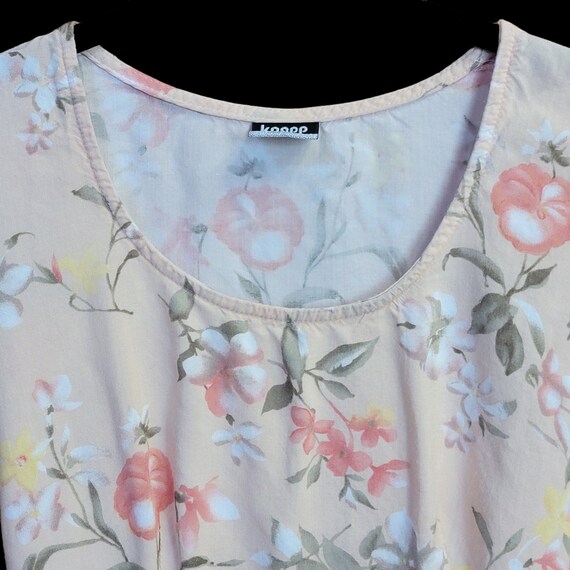 VTG 90s Floral Dress Sz M Peach A Line Mini Scoop… - image 3