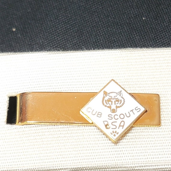 VTG 60s Cub Scouts Tie Bar Youth Size Gold-tone W… - image 2