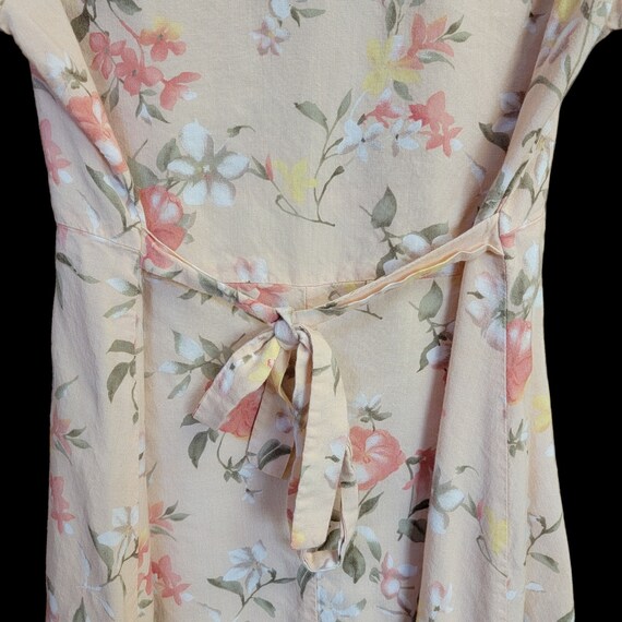 VTG 90s Floral Dress Sz M Peach A Line Mini Scoop… - image 6