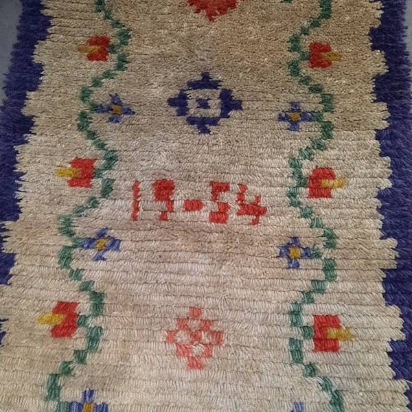 Vintage wool rya rug from Sweden C1954