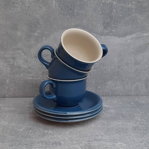 Höganäs Keramik coffee / teacup and saucer. Set of 3. Sweden Vintage Stengods Ceramics coffee cups.