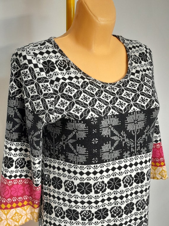 GUDRUN SJODEN jacquard knitted long dress. size S… - image 4