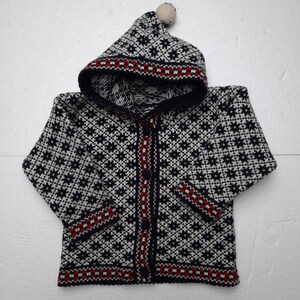 Scandinavian Kids Wool Cardigan. Wool Hoodie Sweater.