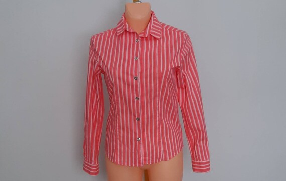 Marimekko Slim Fit Jokapoika Striped Pink Shirt. Size S