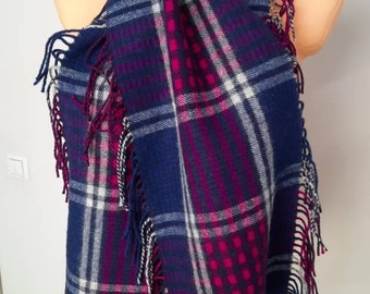 Foulard Highland's Pur Pure Laine écossais Rouge à Carreaux Vintage Neuf