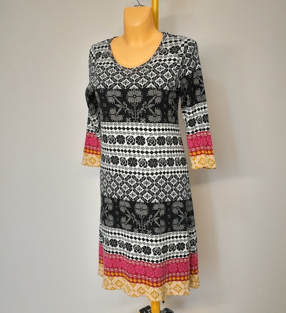 GUDRUN SJODEN jacquard knitted long dress. size S… - image 1