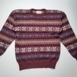 Vintage cozy lambswool nordic sweater. Fair Isle Pullover sweater. Size M Medium