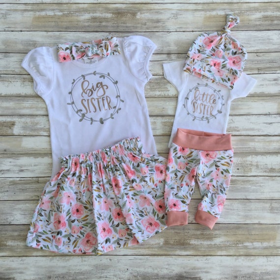 newborn and sister matching outfits