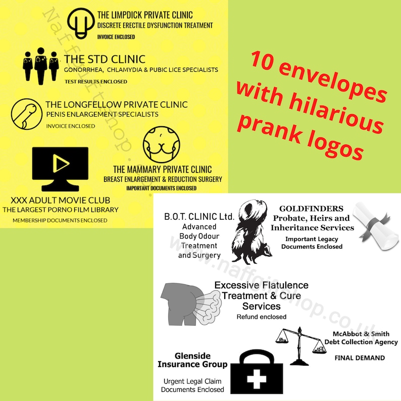 Prank Rude and Funny Envelopes 10 joke envelopes with funny Etsy