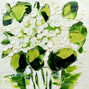 Lily of valley art Original Oil Painting Flowers Wall Art Still Life Floral Moody Oil Painting Flowers Artwork Classic Painting 6 x 6